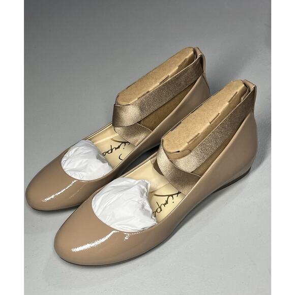 Jessica Simpson Madayss Ankle Strap Ballet Flats Womens 8 Chai Latte Taupe Shoes - Picture 2 of 7